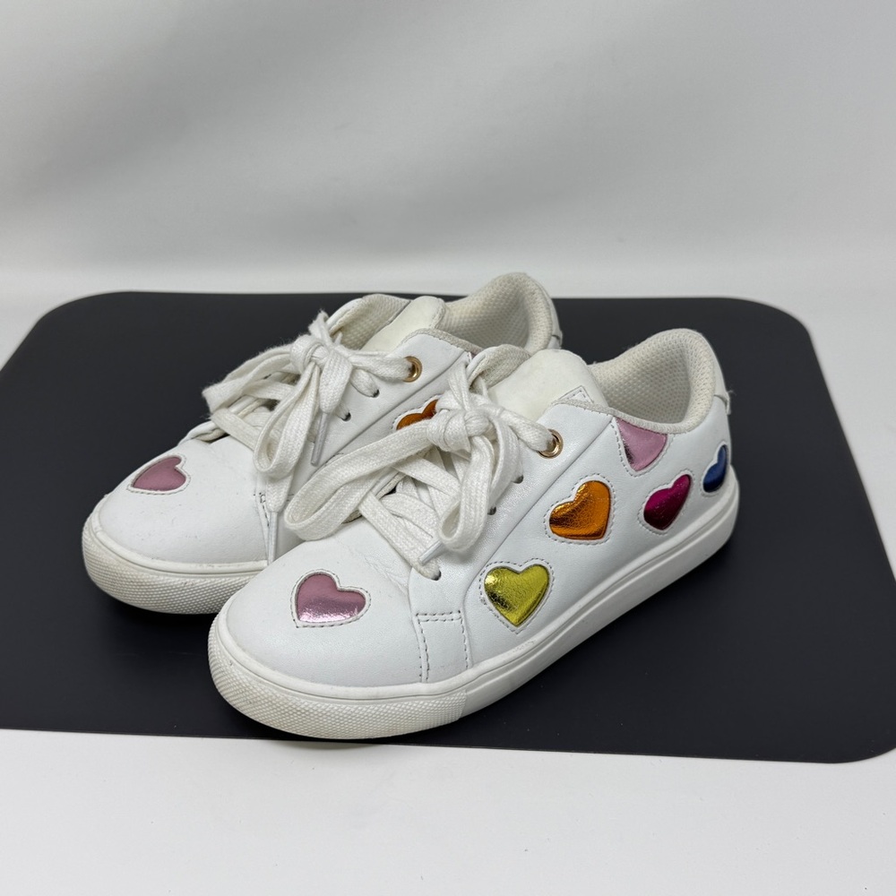 Little girls Kurt Geiger mini lane love sneakers, rainbow heart size children 12